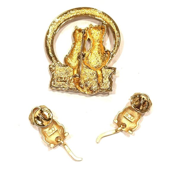 JJ JONETTE Pin Brooch Gold Cat Kitten Lovebirds Moon DOGS ARTICULATE TAIL LOT 3 - Picture 6 of 11